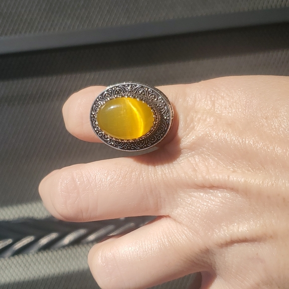 New Amazing Baltic Amber Egg Yolk 925 Silver Statement Ring. - Picture 9 of 16